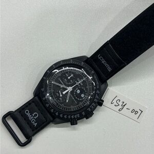 Omega x Swatch Black Chronograph Watch